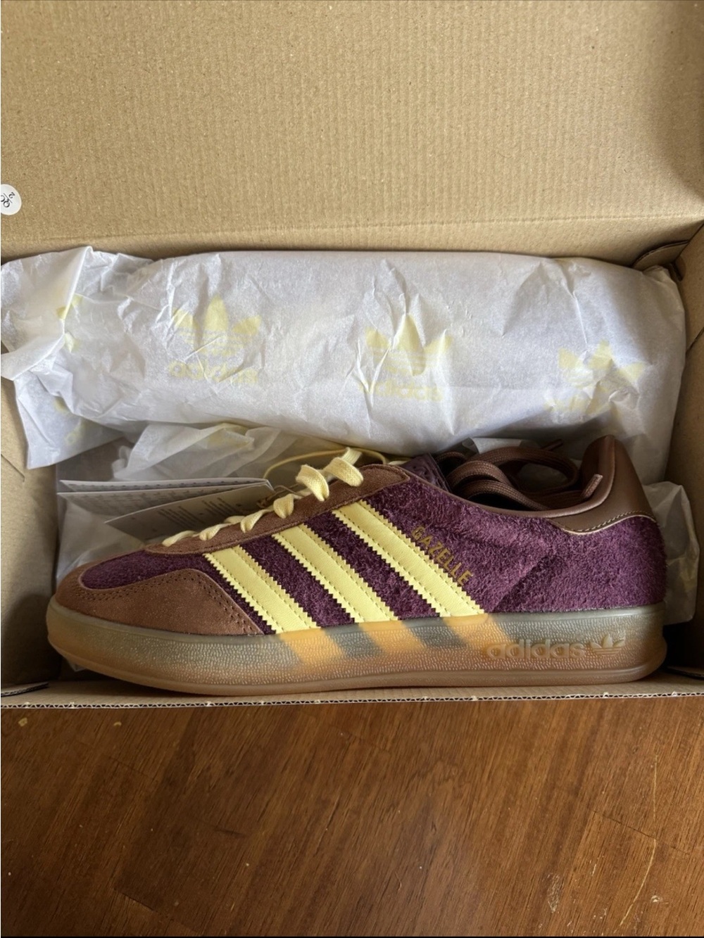 adidas Gazelle Sneakers Burgundy, Yellow, Brown